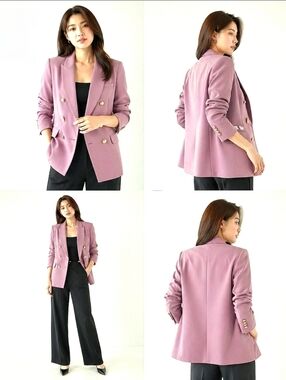 Express Double-Breasted Mauve Blazer with Gold Buttons Women Size 14